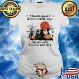 A Witch Cannot Survive On Wine Alone She Also Needs A Rottweiller Halloween Blood Moon Shirt Ladies tee