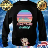 Adventure is Calling Cruise ship sailing on sea & sunset T-Shirt Sweater
