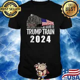All Aboard The Trump Train 2024 American Flag Pro Trump T-Shirt