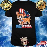 American Corgi Merica 4th of July Puppy T-Shirt