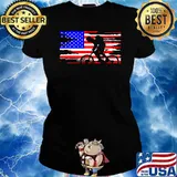 American flag mountain biking s Ladies tee
