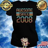 Awesome Since 2008 13th Birthday T-Shirt Ladies tee