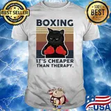 Boxing It's Cheaper Than Therapy Cat Vintage Shirt
