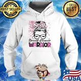 Breast cancer warrior messy bun leopard Hoodie