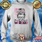 Breast cancer warrior messy bun leopard Sweater