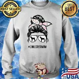 Cane Corso Mom messy bun hair glasses T-Shirt Sweater