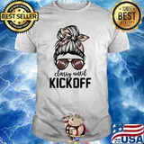 Classy Until Kickoff Messy Bun Football Bleached T-Shirt