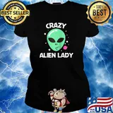 Cool Alien Art For Green Head Galaxy Outer Space Raglan Baseball T-Shirt Ladies tee