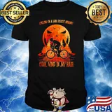 Cycling on a dark desert highway cool wind in my hair blood moon halloween shirt