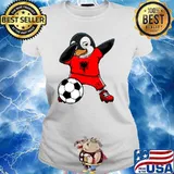 Dabbing Penguin Albania Soccer Fans Jersey Football Lovers T-Shirt Ladies tee