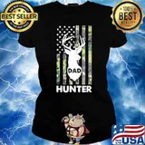 Dad hunter american flag hunting s Ladies tee