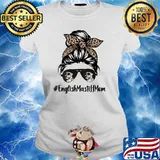 English Mastiff Mom Life Messy Bun Hair Leopard Bandana T-Shirt Ladies tee