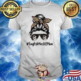 English Mastiff Mom Life Messy Bun Hair Leopard Bandana T-Shirt