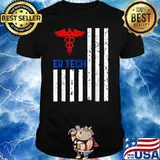 ER Technician Emergency Logo Usa Flag T-Shirt