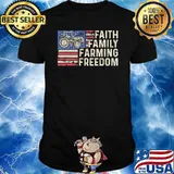 Faith family farming freedom tractor american flag shirt