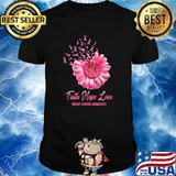 Faith Hope Love Breast Cancer Awareness Flower T-Shirt