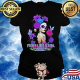 Fight Like A Girl Rheumatoid Arthritis Awareness Skull Flower Shirt Ladies tee
