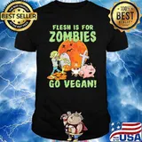 Flesh is for zombies Go vegan Blood Moon halloween shirt