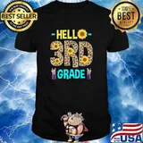 Hello 3rd Grade Shirt Leopard Print Shirt Third Grade Sunflower T-Shirt