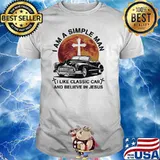I Am A Simple Man I LIke Classic Car And Believe In Jesus Blood Moon Shirt