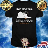 I did not trip the floor looked sad so i gave it a hug Multiple Sclerosis Awareness elephant shirt