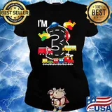 I'm 3 Birthday Boy 3rd Bday Train Car Fire Truck Airplane T-Shirt Ladies tee