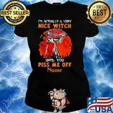 I'm Actually A Very Nice Witch Until You Piss Me Off Cat Blood Moon Shirt Ladies tee
