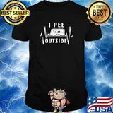 I Pee Outside Camping Caravan Heartbeat T-Shirt