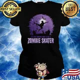 Its Just Another Night To Be A Zombie Skater Halloween T-Shirt Ladies tee