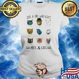 Just A Girl Who Loves Arts And Cats Shirt Ladies tee