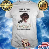 Just A Girl Who Loves Cats And Books Flower Shirt