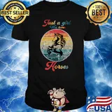 Just a Girl Who Loves Horses Horse Riding Vintage T-Shirt