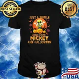 Just a woman who loves mickey and halloween pumpkin shirt