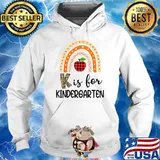 K Is For Kindergarten Rainbow Leopard Apple First Day Teacher T-Shirt Hoodie