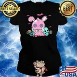 Kawaii Pastel Goth Creepy Rabbit Halloween Bunny T-Shirt Ladies tee