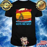 Kayaking gets me wet vintage sunset t-shirt