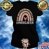 Leopard Rainbow Kindergarten Teacher Back to School Women T-Shirt Ladies tee