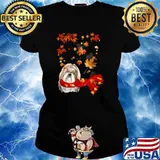 Maple Leaf Shih Tzu Fall Hello Autumn T-Shirt Ladies tee