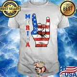 Merica Rocker Hand Distressed American Flag Patriotic T-Shirt