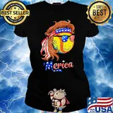 Mullet 4th Of July American Solfball Shhirt Ladies tee
