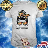 Music Teacher Messy Bun Life Hair Glasses Musical Notes T-Shirt