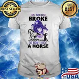 My broom broke so now i ride a horse cat witch halloween shirt