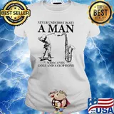 Never Underestimate A Man Who Loves Golf And Saxophone Shirt Ladies tee