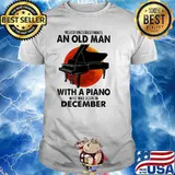 Nver Underestimate An Old Man With A Piano Who Was Born In December Blood moon Shirt