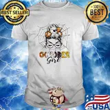 October girl messy bun hair halloween shirt