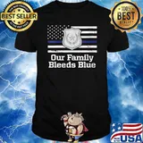 Our Family Bleeds Blue Patriotic Police Officer Patriotism T-Shirt