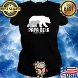Papa Bear Dermoid Awareness Brain Cancer Related Ribbon T-Shirt Ladies tee