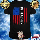 PE Physical Education Teacher American Flag T-Shirt
