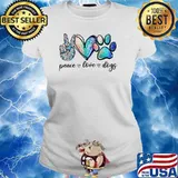 Peace Love Dogs Paw Dog T-Shirt Ladies tee