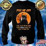 Piss me off i will slap you so hard even google wont be able to find you cat blood moon halloween s Sweater